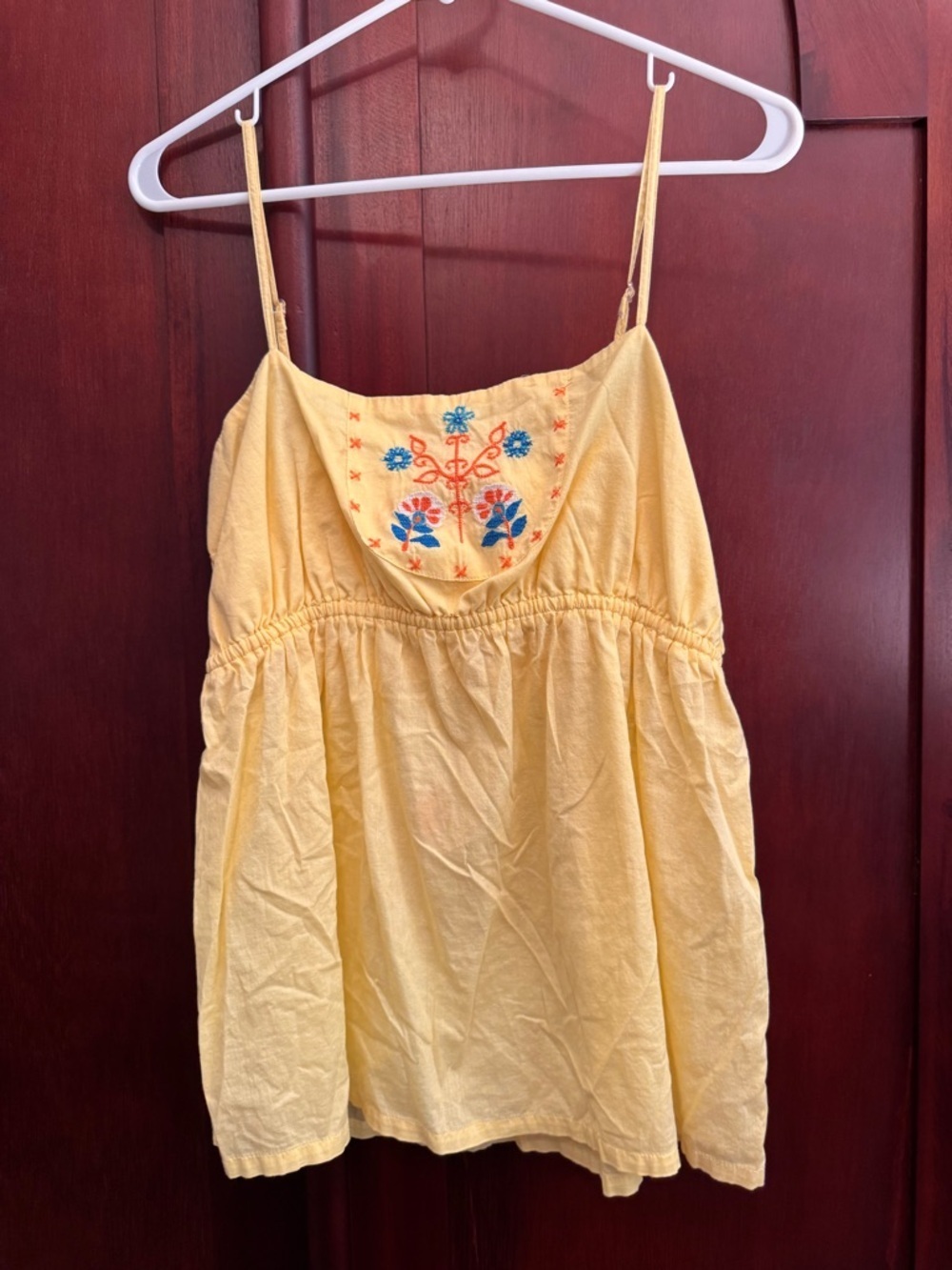 Joe Boxer Yellow Embroidered Spaghetti-Strap Camisole Top Size Large